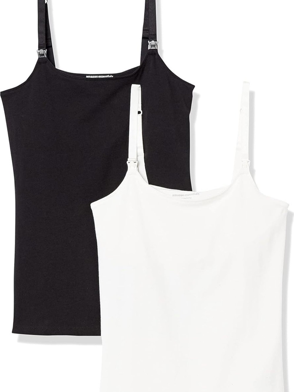 Amazon Essentials Nursing Maternity Black & White Cotton Blend Camisole Set